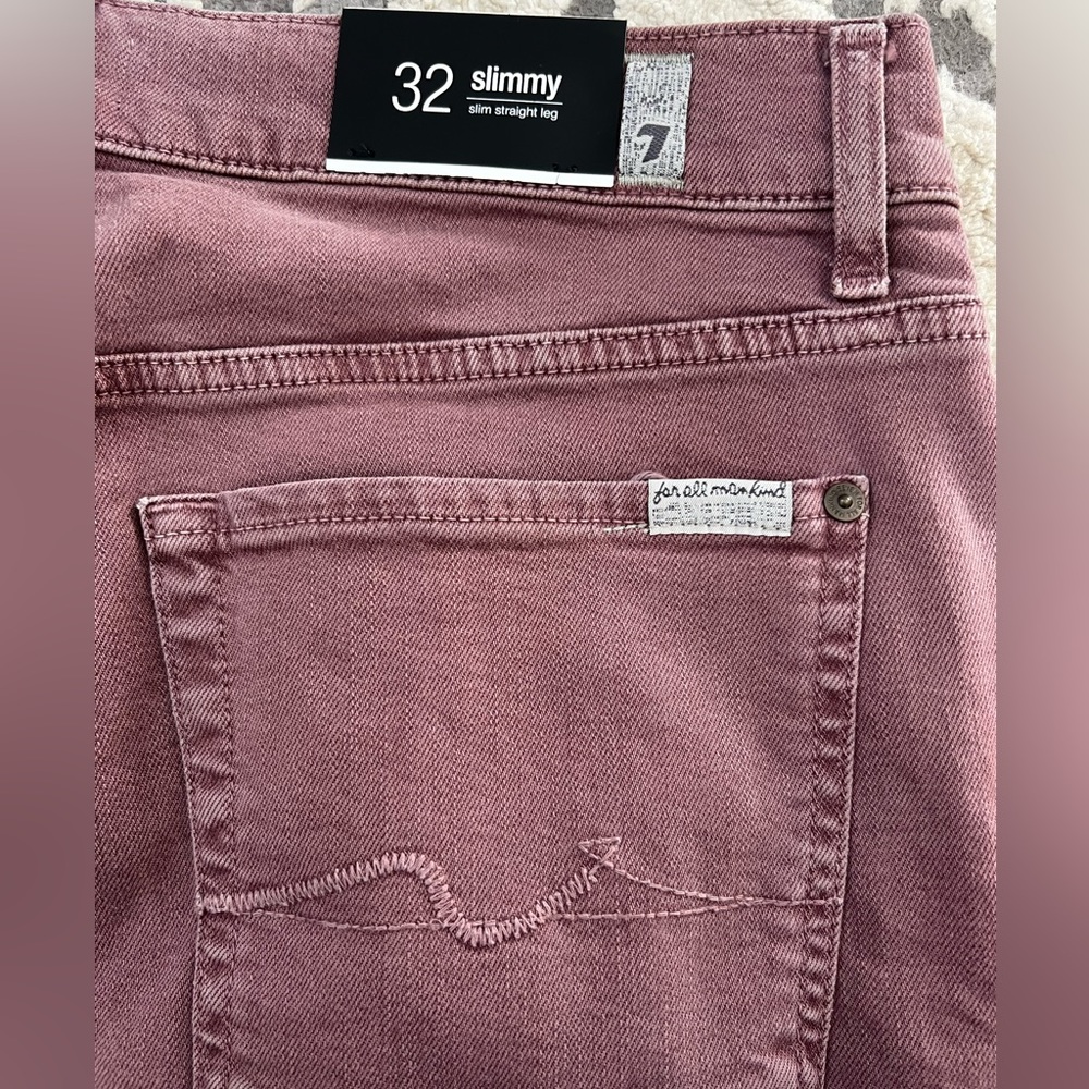 Brand New with Tags! Mens 7 for All, 32 waist Deep Lilac Jeans